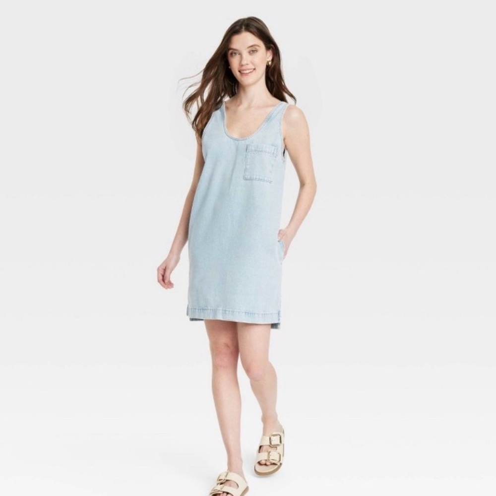 NWT Women's Denim Tank Mini Dress - Universal Thread XXL Plus Size Light Wash